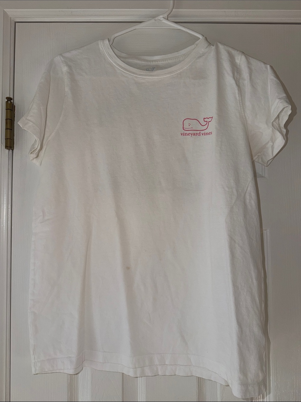 Vineyard Vines White Tee with Pink Whale Logo